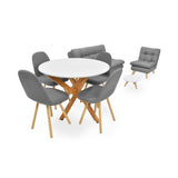 Combo Sala y Comedor Toulouse Gris y Matiz Natural 140x80cm de Dos Puestos sin Apoya Brazos y con 4 Sillas de Comedor - SOFAS Y POLTRONAS | Bylmo