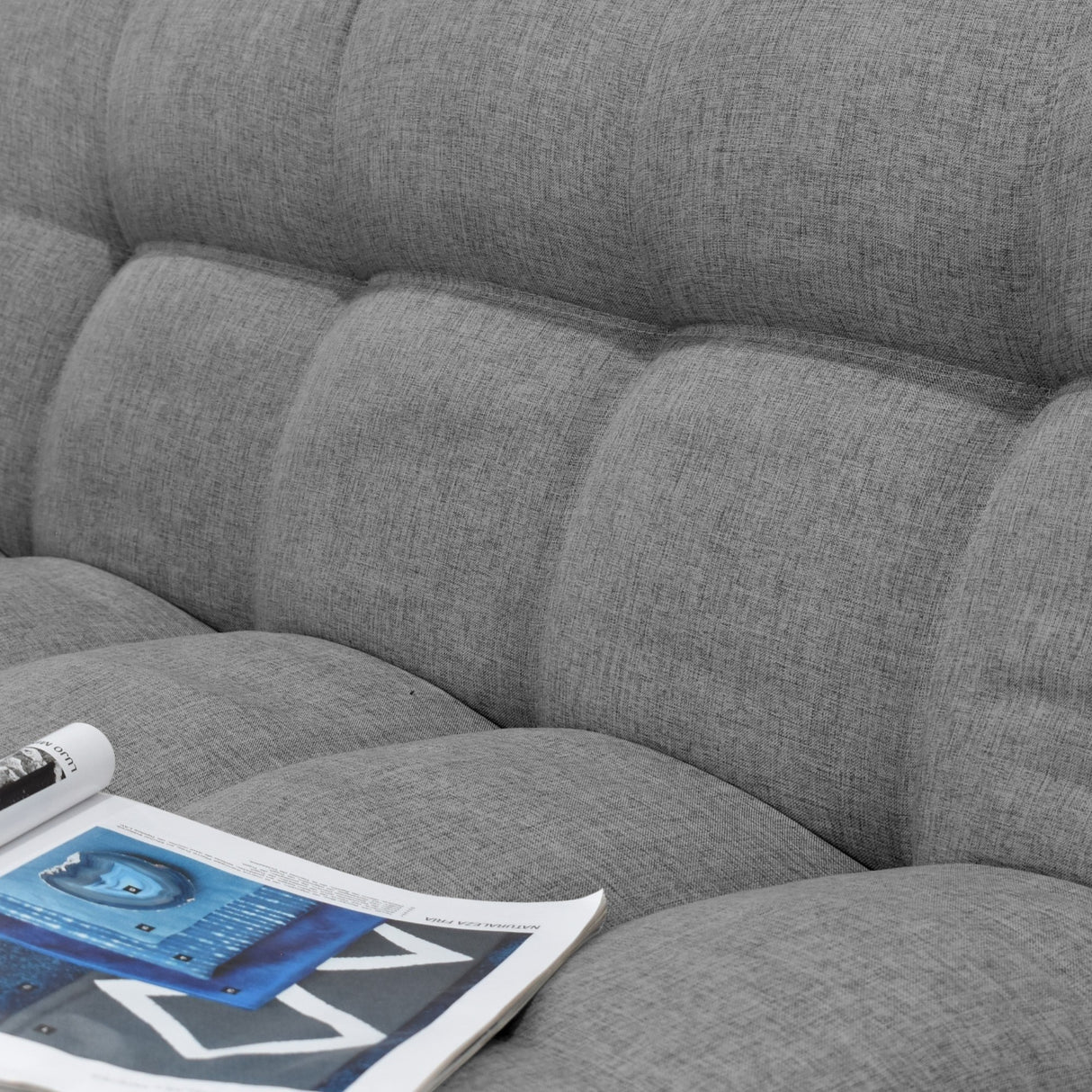 Combo Sala y Comedor Toulouse Gris y Matiz Natural 140x80cm de Dos Puestos sin Apoya Brazos y con 4 Sillas de Comedor - SOFAS Y POLTRONAS | Bylmo