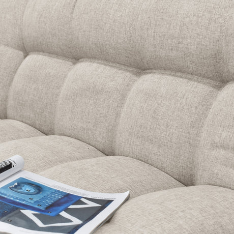 Combo Sala y Comedor Toulouse Beige y Matiz Natural 140x80cm de Dos Puestos sin Apoya Brazos y con Cuatro Sillas - SOFAS Y POLTRONAS | Bylmo