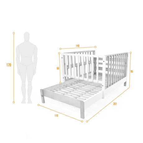 Cama Cuna Cincinnati Matiz Caoba 110x95cm para colchón Sencillo 100 X 190 Cm con Cabecero - CAMAS | Bylmo