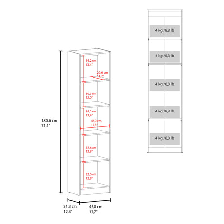 Vitrina Home E6 Avellana y Wengue 45x180.6cm Rectangular con Cuatro Entrepaños - BIBLIOTECAS Y ESTANTERIAS | Bylmo