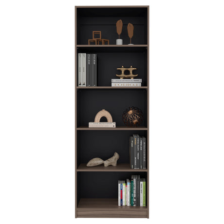 Estantería Home E1 Avellana 62.8x180.6cm Rectangular con Cinco Compartimientos y con Cuatro Entrepaños - BIBLIOTECAS Y ESTANTERIAS | Bylmo