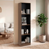 Estantería Home E2 Avellana 45x180.6cm Rectangular con Cuatro Compartimientos y con Tres Entrepaños - BIBLIOTECAS Y ESTANTERIAS | Bylmo