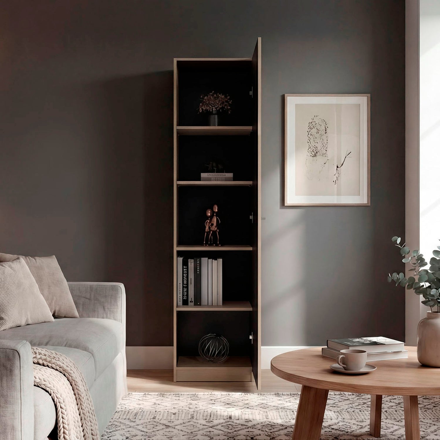 Estantería Home E5 Cartagena 45x180.6cm Rectangular con Cuatro Entrepaños - BIBLIOTECAS Y ESTANTERIAS | Bylmo