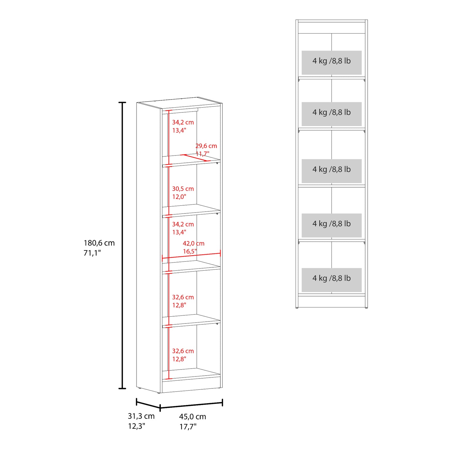 Vitrina Home E6 Cartagena y Wengue 45x180.6cm Rectangular con Cuatro Entrepaños - BIBLIOTECAS Y ESTANTERIAS | Bylmo