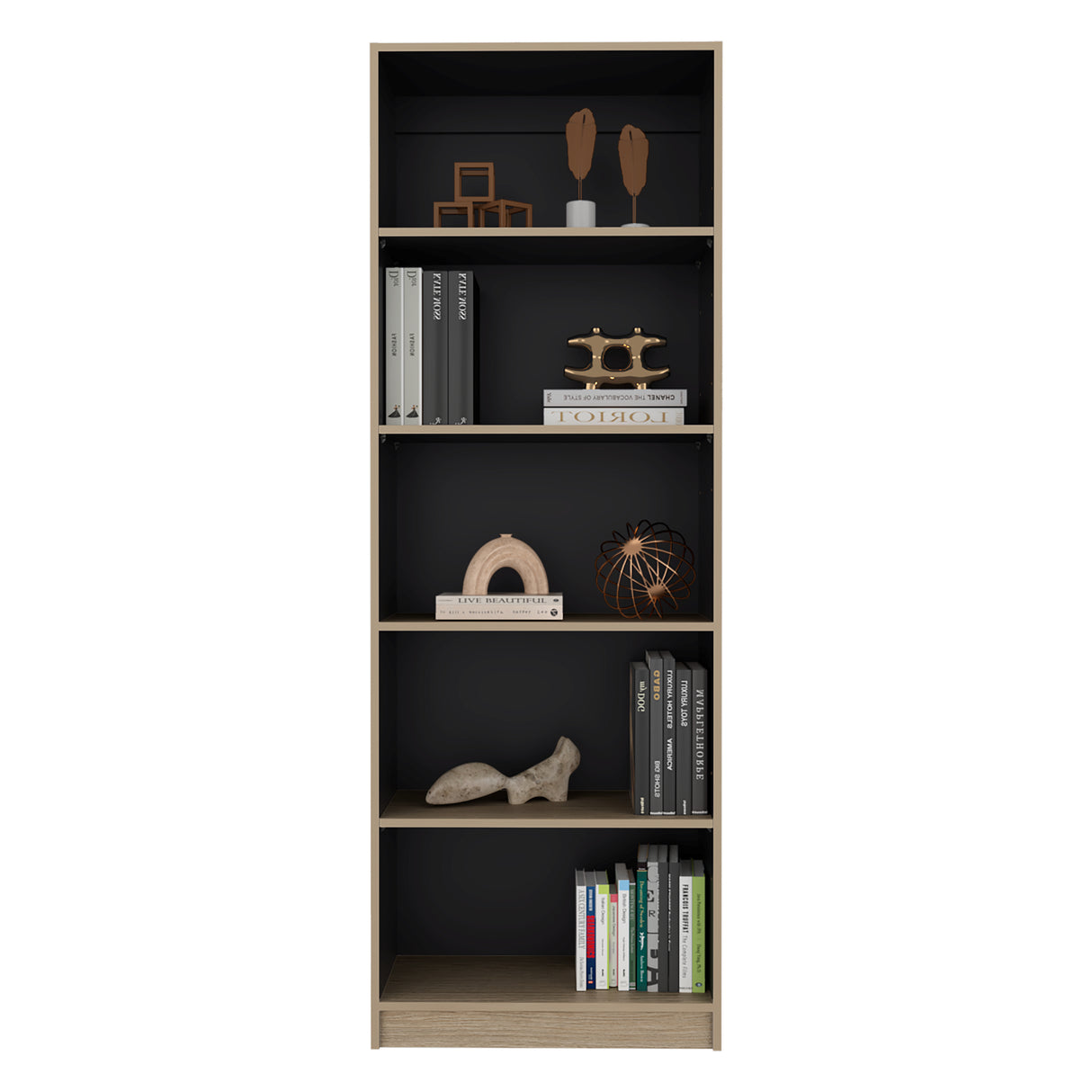 Estantería Home E3 Cartagena 62.8x180.6cm Rectangular con Cinco Compartimientos y con Cuatro Entrepaños - BIBLIOTECAS Y ESTANTERIAS | Bylmo