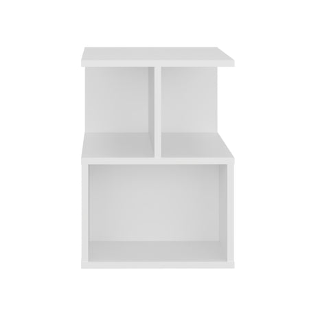 Mesa de Noche Ocaso Blanco 35x48.2cm con Tres Compartimientos y Un Entrepaño - MESAS DE NOCHE | Bylmo