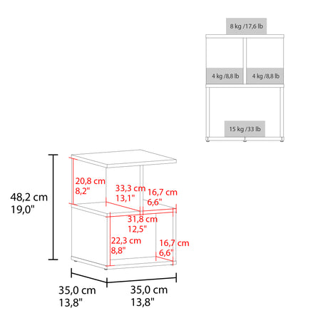 Mesa de Noche Ocaso Blanco 35x48.2cm con Tres Compartimientos y Un Entrepaño - MESAS DE NOCHE | Bylmo