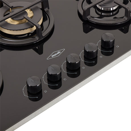 Estufa de empotrar Haceb Negro 78.5x60.4cm para Gas Natural con Cinco Quemadores - ESTUFAS DE EMPORTRAR Y CUBIERTAS | Bylmo