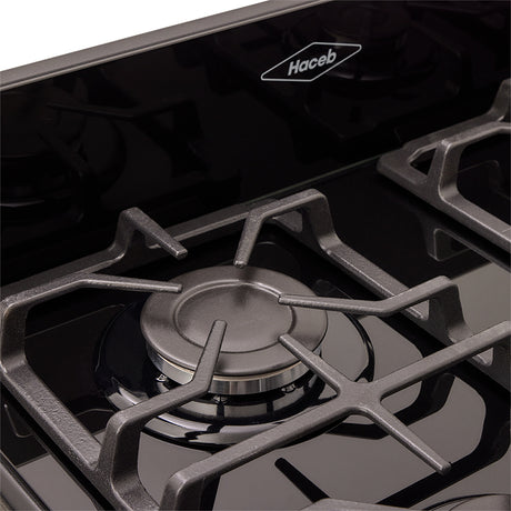 Estufa Haceb Negro 65.5x98.5cm Para Gas Propano con Cuatro Quemadores y con Horno - ESTUFAS | Bylmo