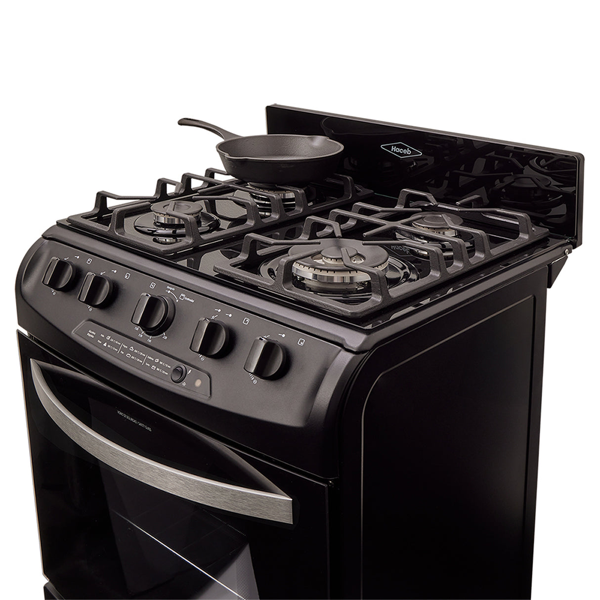 Estufa Haceb Negro 65.5x98.5cm Para Gas Propano con Cuatro Quemadores y con Horno - ESTUFAS | Bylmo