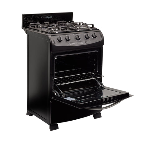 Estufa Haceb Negro 65.5x98.5cm Para Gas Propano con Cuatro Quemadores y con Horno - ESTUFAS | Bylmo