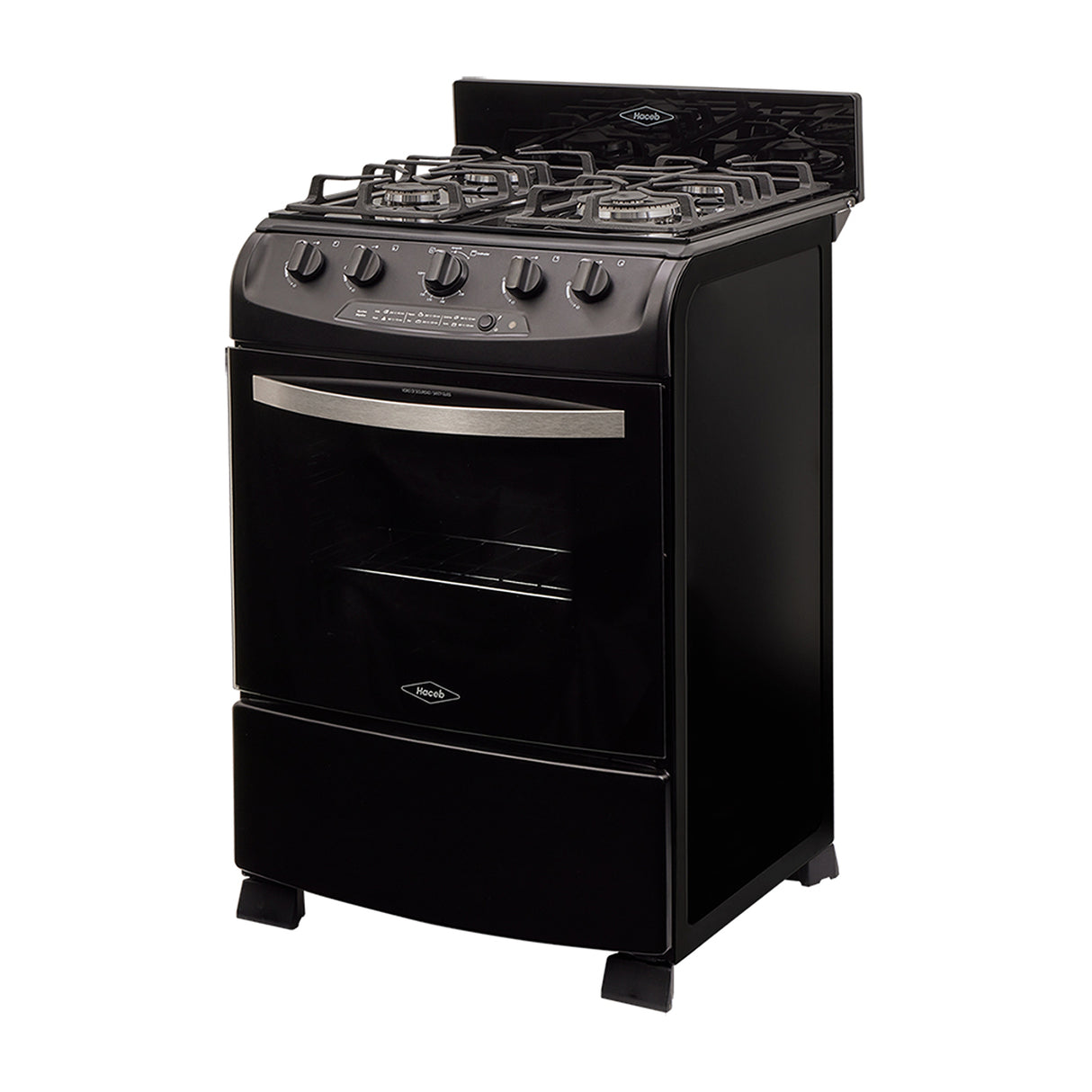 Estufa Haceb Negro 65.5x98.5cm Para Gas Propano con Cuatro Quemadores y con Horno - ESTUFAS | Bylmo