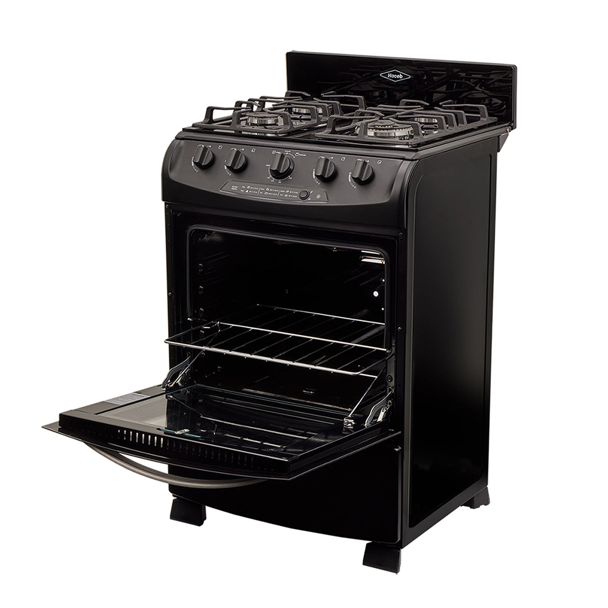 Estufa Haceb Negro 65.5x98.5cm Para Gas Propano con Cuatro Quemadores y con Horno - ESTUFAS | Bylmo