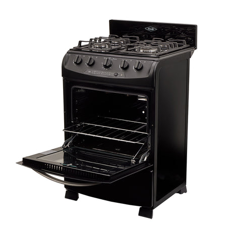 Estufa Haceb Negro 65.5x98.5cm Para Gas Propano con Cuatro Quemadores y con Horno - ESTUFAS | Bylmo