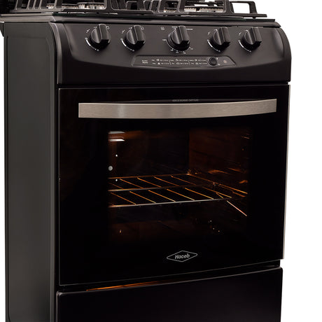 Estufa Haceb Negro 65.5x98.5cm Para Gas Propano con Cuatro Quemadores y con Horno - ESTUFAS | Bylmo