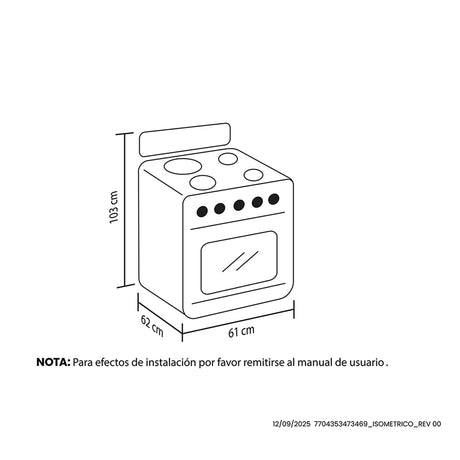 Estufa Haceb Azul 65.5x98.5cm Para Gas Natural con Cuatro Quemadores y con Horno - ESTUFAS | Bylmo