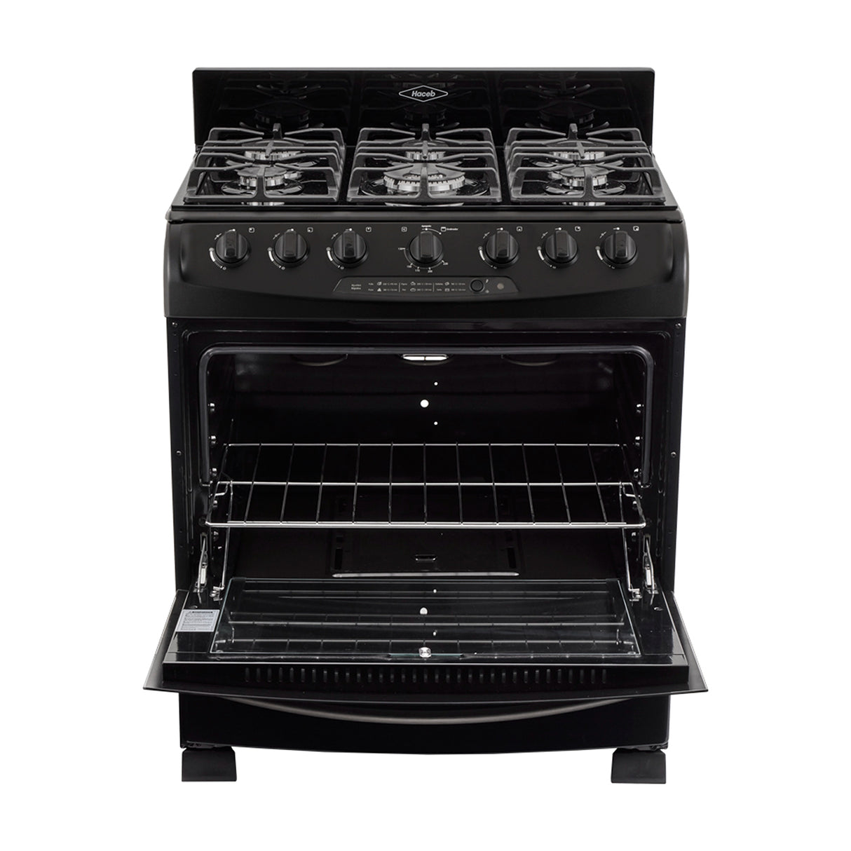 Estufa Haceb Negro 98x81cm Para Gas Propano con Seis Quemadores y con Horno - ESTUFAS | Bylmo