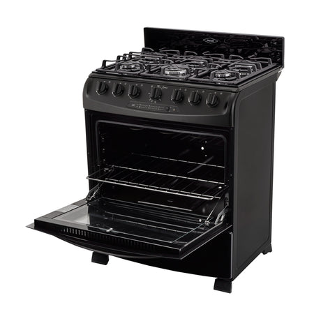 Estufa Haceb Negro 98x81cm Para Gas Propano con Seis Quemadores y con Horno - ESTUFAS | Bylmo