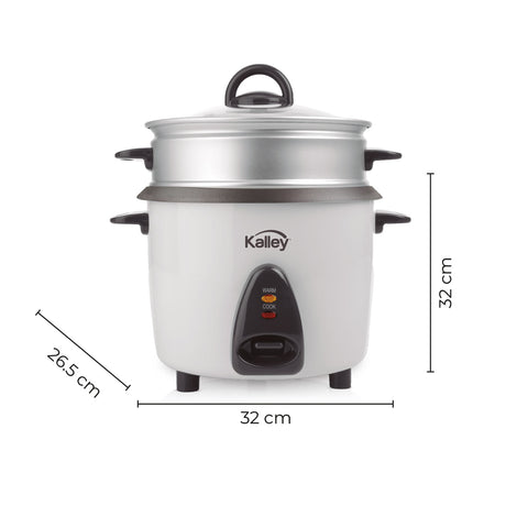 Olla Arrocera Kalley Blanco 26.5x32cm de 1.8 Litros con Función para Mantener Caliente - OLLAS ARROCERAS | Bylmo