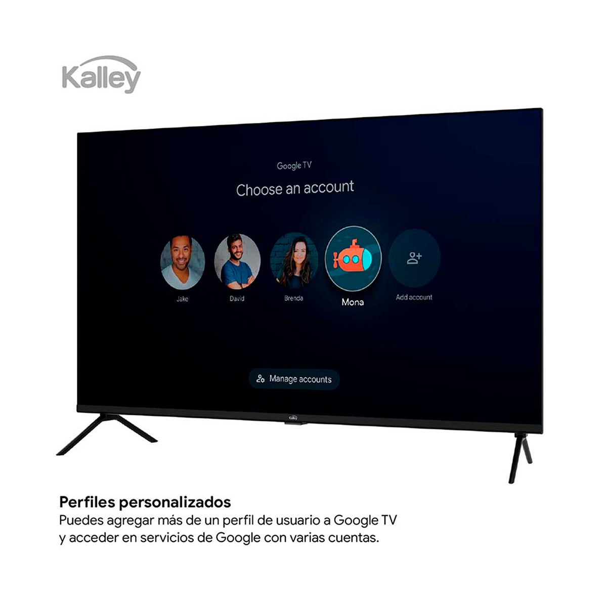 Televisor Kalley Google TV Negro 71.6x47.4cm Smart de 32" Pulgadas QLED Full HD 1080P con Wifi y Bluetooth Integrado