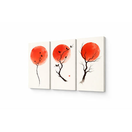 Cuadro decorativo en 3 Piezas Minimalista Alba Sakura 34x72cm cada Uno - CUADROS | Bylmo