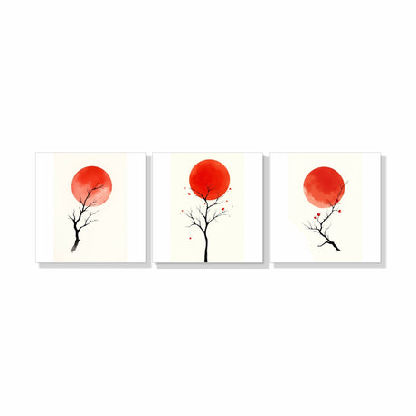 Cuadro decorativo en 3 Piezas Minimalista Sombra del Sol Naciente 34x34cm cada Uno - CUADROS | Bylmo