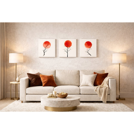 Cuadro decorativo en 3 Piezas Minimalista Sombra del Sol Naciente 34x34cm cada Uno - CUADROS | Bylmo