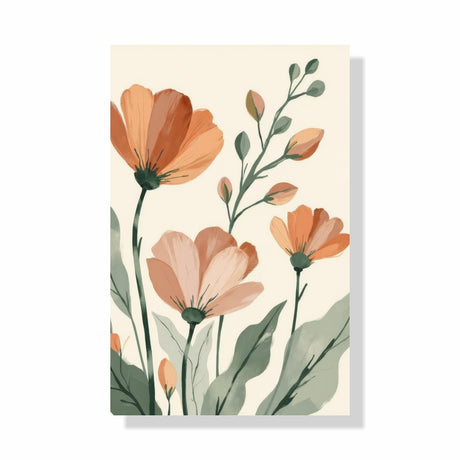 Cuadro decorativo Floral Flores Terracota Vintage 60x93cm de Bastidor - CUADROS | Bylmo