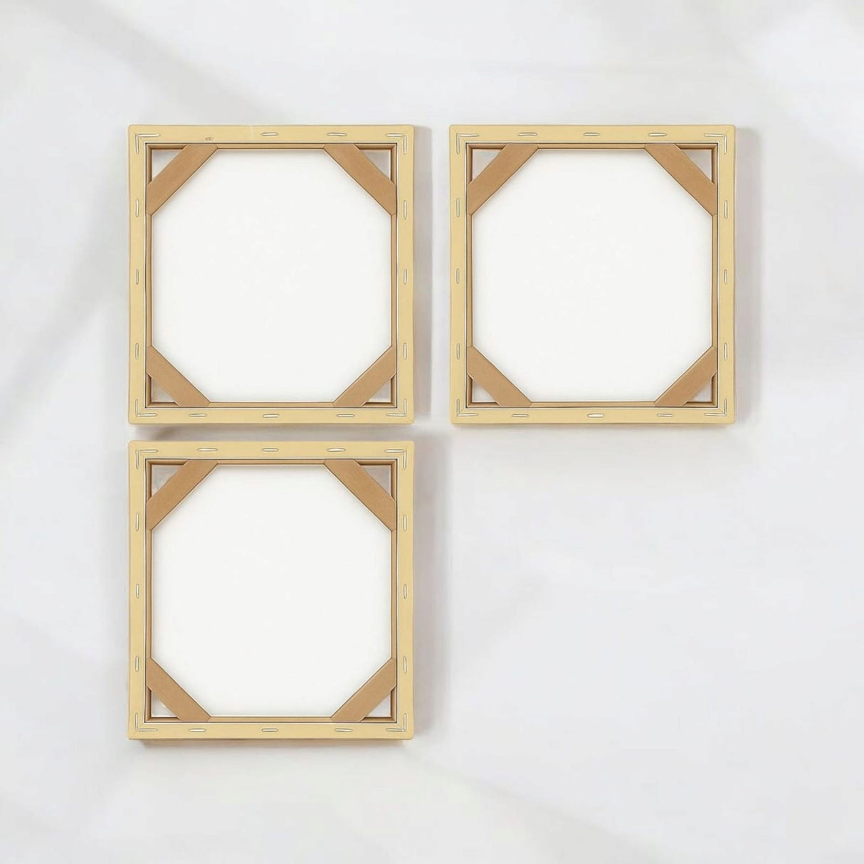 Cuadro decorativo en 3 Piezas Moderno Ecos en Azul y Coral 34x34cm cada Uno - CUADROS | Bylmo