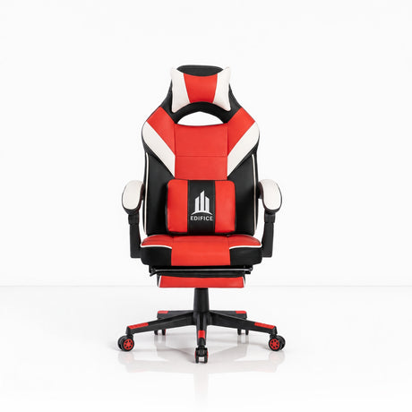 Silla Gamer Edifice Rojo y Negro 66x124cm Ergonómica con Apoya Brazos con Espaldar Reclinable y con Apoya Cabezas - SILLAS DE OFICINA | Bylmo