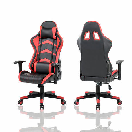 Silla Gamer Red Strike Rojo y Negro 68x137cm Ergonómica con Apoya Brazos con Espaldar Reclinable y con Apoya Cabezas - SILLAS DE OFICINA | Bylmo