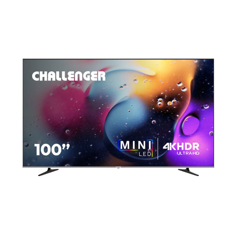 Televisor Challenger Google TV Negro 223.2x127.4cm Smart MiniLED de 100" Pulgadas 4K con Wifi y Bluetooth Integrado - TELEVISORES | Bylmo