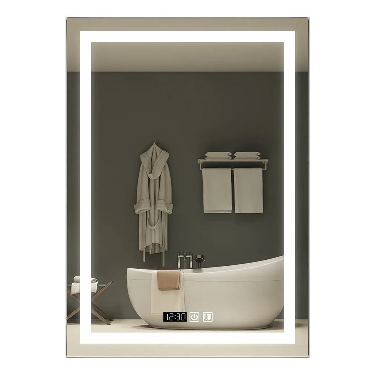 Espejo de Baño Led 60x80cm Rectangular sin Marco Con Biselado y con SandBlasting - ESPEJOS DE BANHO | Bylmo