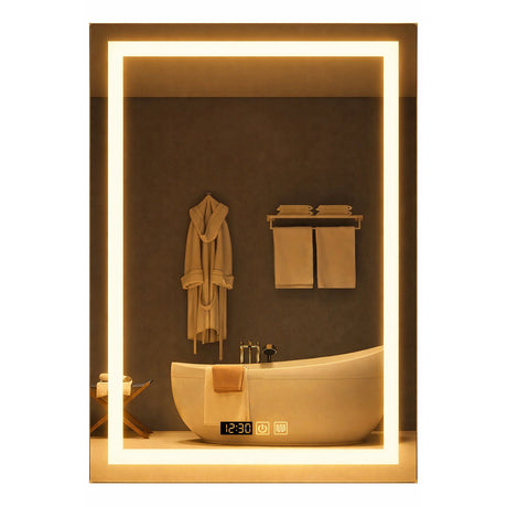 Espejo de Baño Led 60x80cm Rectangular sin Marco Con Biselado y con SandBlasting - ESPEJOS DE BANHO | Bylmo