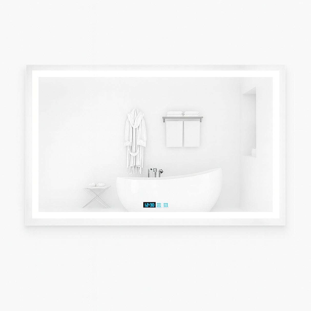 Espejo de Baño Led 80x60cm Rectangular Antiempaño sin Marco Con Biselado y con SandBlasting - ESPEJOS DE BANHO | Bylmo