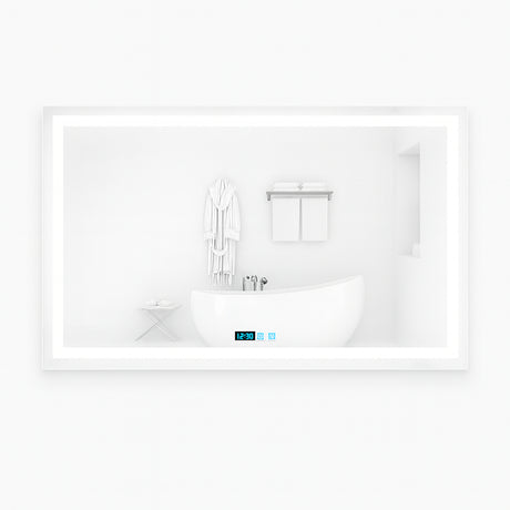 Espejo de Baño Led 80x60cm Rectangular Antiempaño sin Marco Con Biselado y con SandBlasting - ESPEJOS DE BANHO | Bylmo