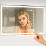 Espejo de Baño Led 80x60cm Rectangular Antiempaño sin Marco Con Biselado y con SandBlasting - ESPEJOS DE BANHO | Bylmo