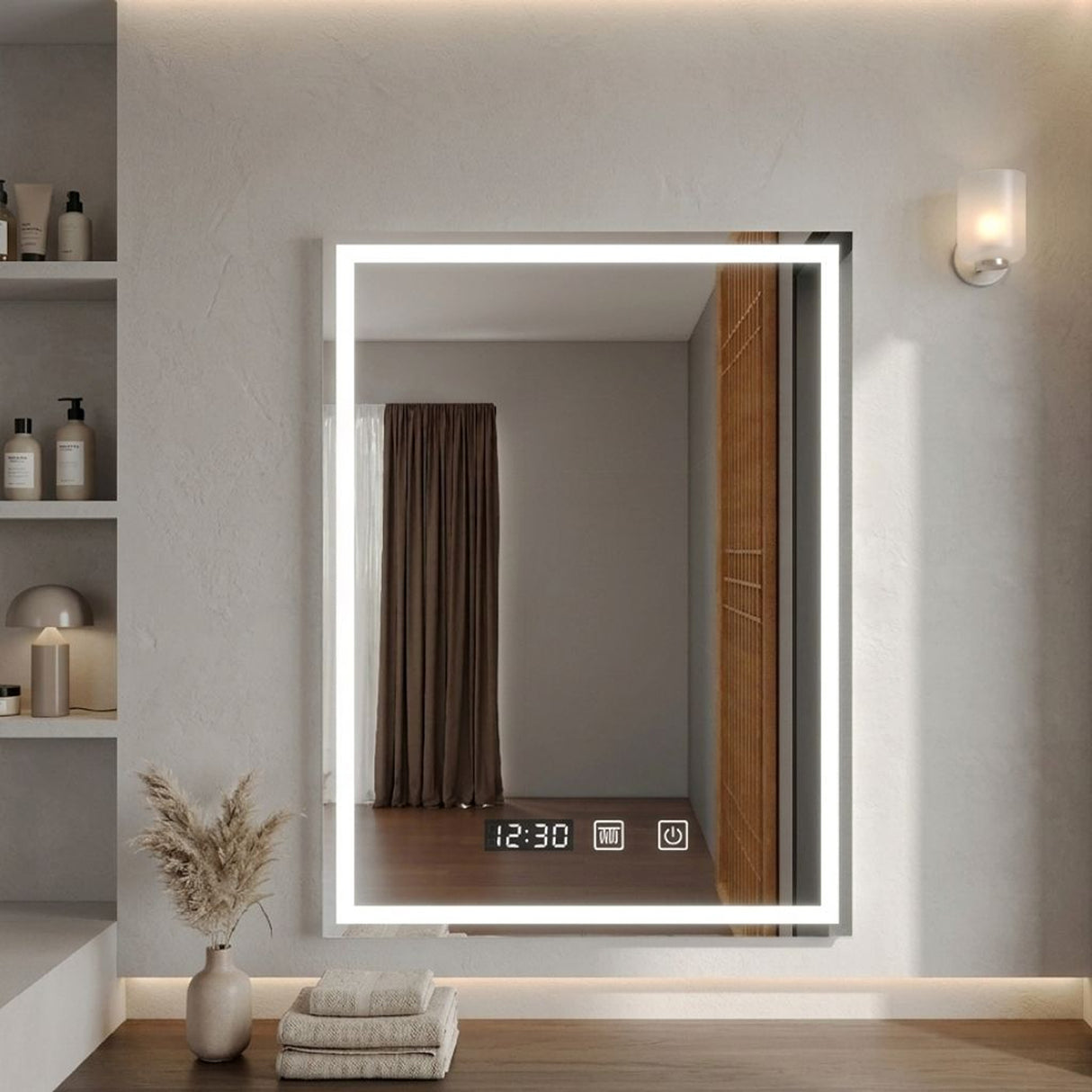 Espejo de Baño Led 60x80cm Rectangular Antiempaño sin Marco Con Biselado y con SandBlasting - ESPEJOS DE BANHO | Bylmo