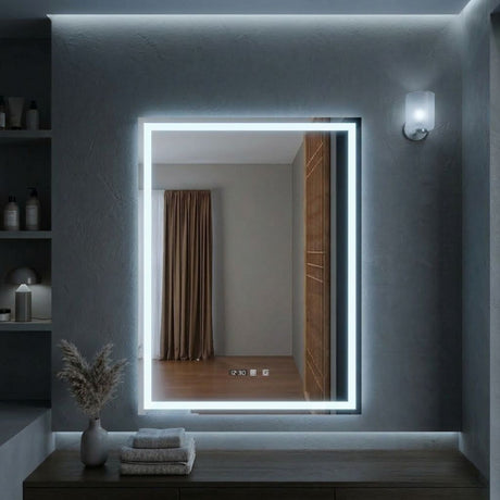 Espejo de Baño Led 60x80cm Rectangular Antiempaño sin Marco Con Biselado y con SandBlasting - ESPEJOS DE BANHO | Bylmo
