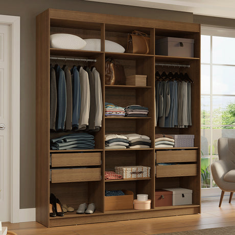 Closet Venus Marrón 180x217cm sin Puertas y con Doce Compartimientos - CLOSETS | Bylmo
