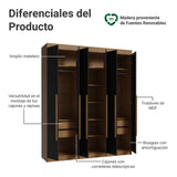 Closet Venus Marrón y Negro 180x217cm con Seis Puertas de Tiradores Marrion y con Doce Compartimientos - CLOSETS | Bylmo
