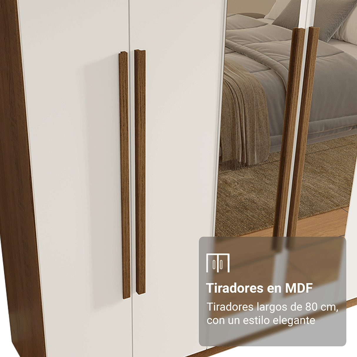Closet Venus Marrón y Blanco 180x217cm con Seis Puertas con Doce Compartimientos y con Espejo - CLOSETS | Bylmo