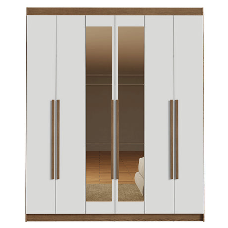 Closet Venus Marrón y Blanco 180x217cm con Seis Puertas con Doce Compartimientos y con Espejo - CLOSETS | Bylmo