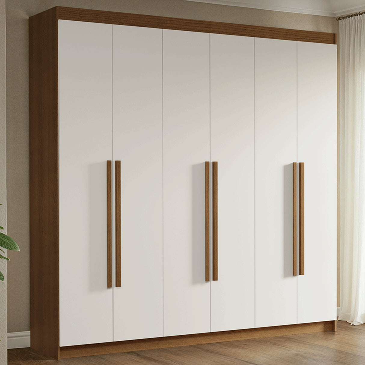 Closet Venus Marrón y Blanco 180x217cm con Seis Puertas y con Doce Compartimientos - CLOSETS | Bylmo