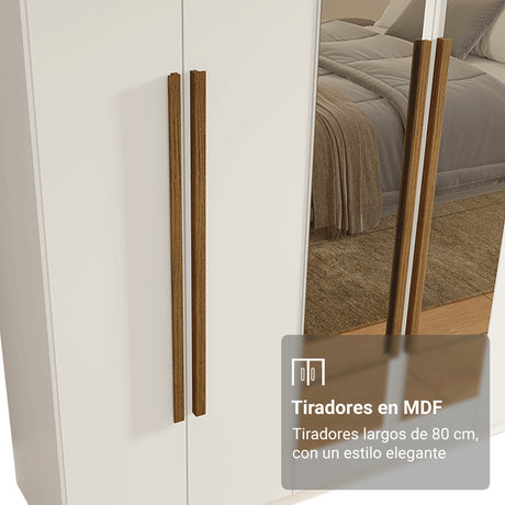 Closet Venus Blanco y Marrón 180x217cm con Seis Puertas con Doce Compartimientos y con Espejo - CLOSETS | Bylmo