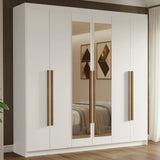 Closet Venus Blanco y Marrón 180x217cm con Seis Puertas con Doce Compartimientos y con Espejo - CLOSETS | Bylmo