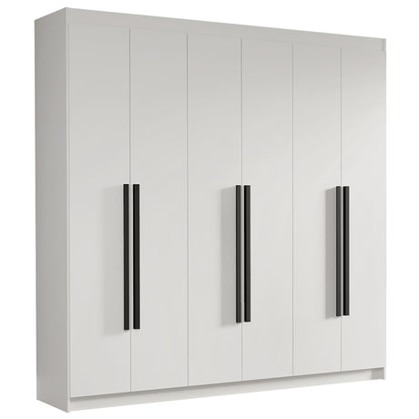 Closet Venus Blanco y Negro 180x217cm con Seis Puertas de Tiradores Negros y con Doce Compartimientos - CLOSETS | Bylmo
