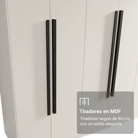 Closet Venus Blanco y Negro 180x217cm con Seis Puertas de Tiradores Negros y con Doce Compartimientos - CLOSETS | Bylmo