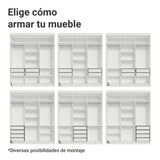 Closet Venus Blanco y Negro 180x217cm con Seis Puertas de Tiradores Negros y con Doce Compartimientos - CLOSETS | Bylmo